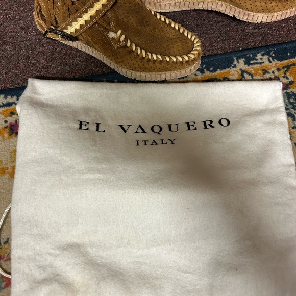 El Vaquero 80s Brown Suede Fringe  Boots size 36 Pull on Knee High - Picture 3 of 9